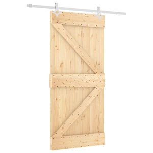 vidaXL Schuifdeur 95 x 210 cm Massief Grenenhout (Niet-Behandeld)