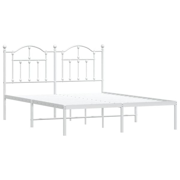 vidaXL Bedframe met hoofdbord metaal wit 140x190 cm