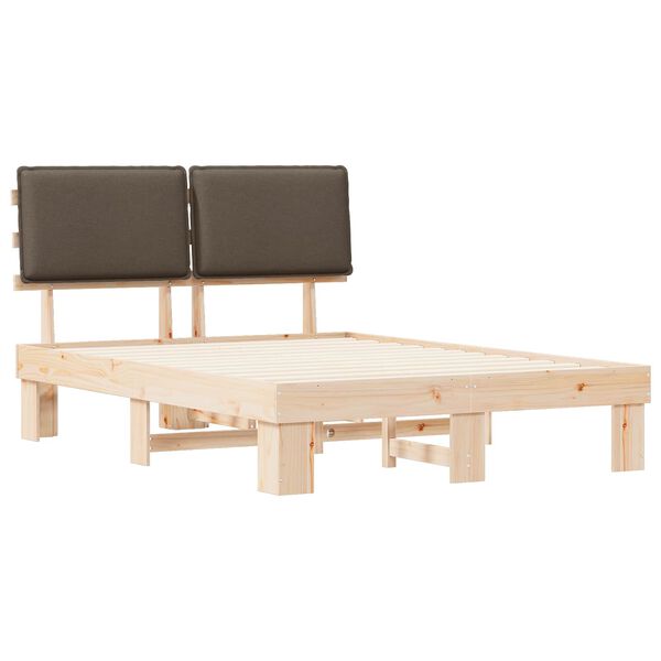vidaXL Bedframe met Gevoerd Hoofdgedeelte Taupe 160 x 200 cm