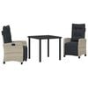 vidaXL Tuin eettafelset met kussen 3 pcs Lichtgrijs poly rattan