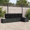 vidaXL Tuin Sofa Set met kussen met opslag 5 pcs Zwart poly rattan