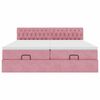 vidaXL Ottoman bed met matrassen en LED's 180x200cm fluweel roze