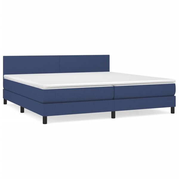 vidaXL Boxspring met matras stof blauw 200x200 cm