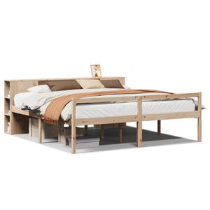 vidaXL Bed met boekenkast zonder matras massief grenenhout 180x200 cm