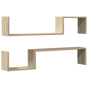 vidaXL Wandschappen 2 st 100x15x20 cm bewerkt hout sonoma eikenkleurig