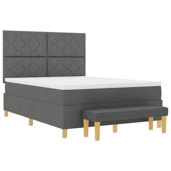vidaXL Boxspring bed met matras Donkergrijs 160 x 200 cm Stof