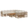 vidaXL Tuinbankenset 12 st Natuurlijk en Cr&egrave;me Wit poly rattan