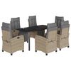 vidaXL 7-delige Tuinset met kussens poly rattan gemengd beige