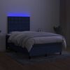 vidaXL Boxspring met matras en LED stof blauw 120x190 cm