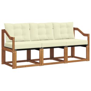vidaXL Buiten bankenset met kussen 3 pcs Natuurlijk en Cr&egrave;me