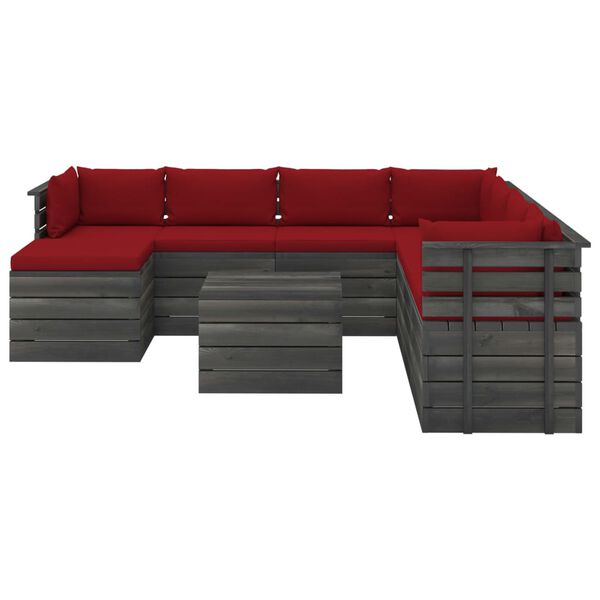 vidaXL 9-delige Loungeset pallet met kussens massief grenenhout