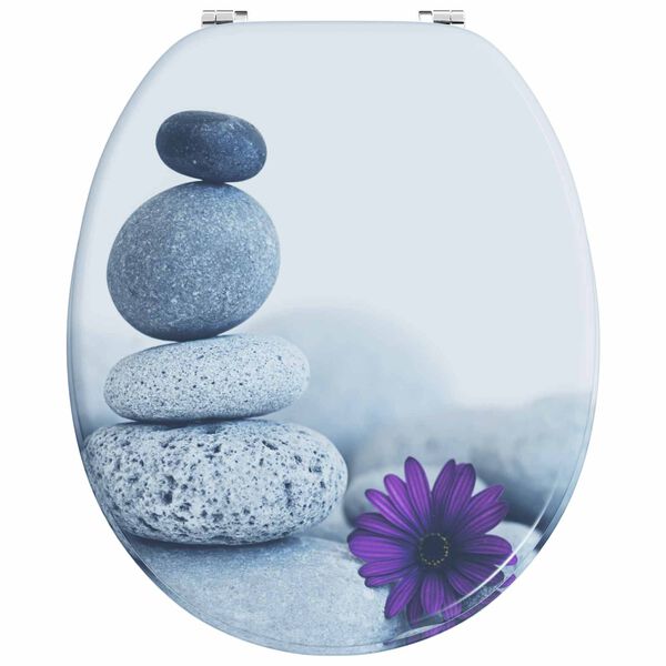 vidaXL Toiletbril Grijs 44 x 38 cm MDF-plaat