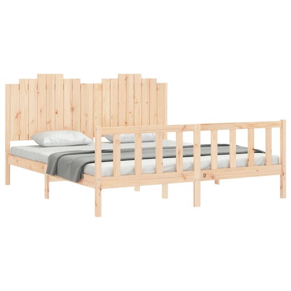 vidaXL Bedframe met hoofdbord massief hout 180x200 cm