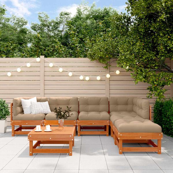vidaXL Tuin loungeset 7 pcs Wasbruin Massief grenenhout