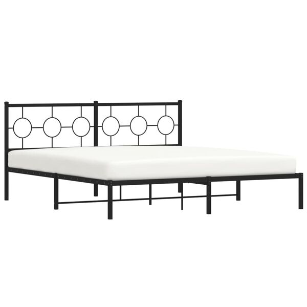 vidaXL Bedframe met hoofdbord metaal zwart 180x200 cm