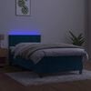 vidaXL Boxspring met matras en LED fluweel donkerblauw 90x190 cm