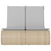vidaXL Ligbed 2-persoons met kussens poly rattan beige