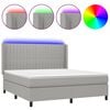 vidaXL Boxspring met matras en LED stof lichtgrijs 180x200 cm