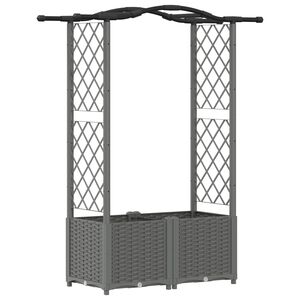 vidaXL Verhoogd Bed met Trellis en Dak Lichtgrijs 125 x 40 x 138 cm PP