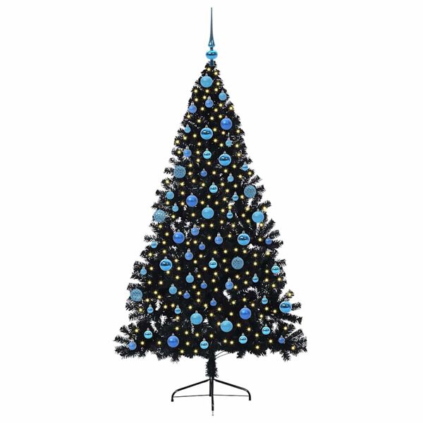 vidaXL Kunstmatig Voorverlicht Kerstboom met 300 LED Zwart 180 cm PVC