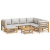 vidaXL 8-delige Loungeset met kussens bamboe lichtgrijs