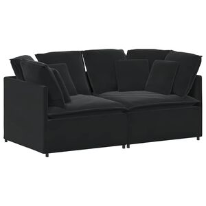 vidaXL Modulaire bank met kussens fluweel zwart