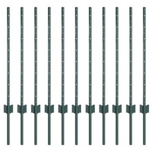 vidaXL Afrasteringspaal 11 pcs Groen 120 cm Staal