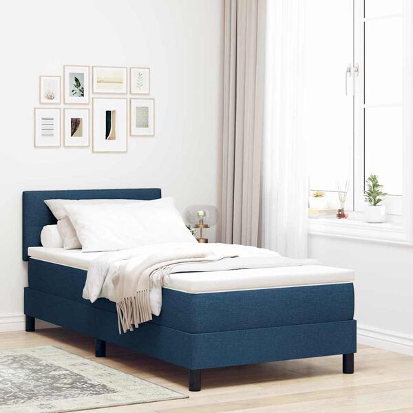 vidaXL Boxspringbed met hoofdeinde Blauw 100 x 200 cm Stof
