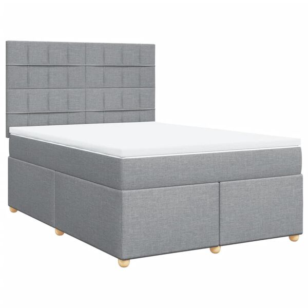 vidaXL Boxspring met matras stof lichtgrijs 160x200 cm