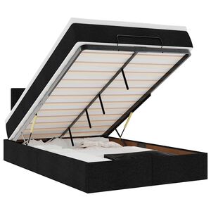 vidaXL Bed poef met matras en LED's 120x190 cm stof zwart