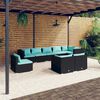 vidaXL 9-delige Loungeset met kussens poly rattan zwart