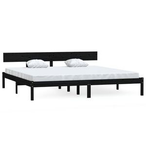 vidaXL Bedframe massief grenenhout zwart 180x200 cm