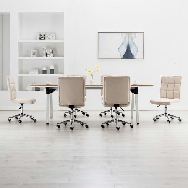 vidaXL Eetkamerstoelen 6 st stof cr&egrave;mekleurig