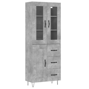 vidaXL Hoge kast 69,5x34x180 cm bewerkt hout betongrijs