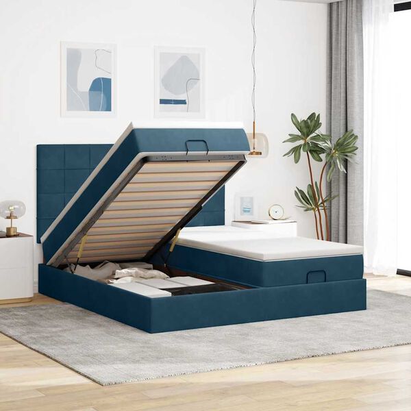 vidaXL Ottoman bed met matrassen en LED's 180x200cm fluweel