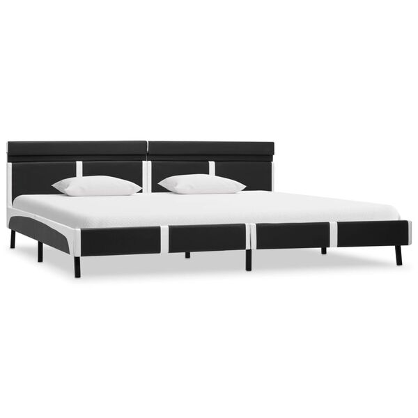 vidaXL Bedframe met LED kunstleer grijs 180x200 cm