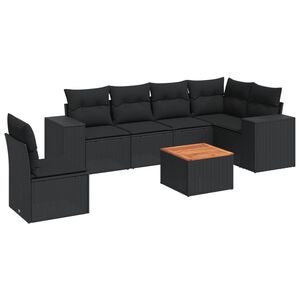 vidaXL Patio Sofa Set 7-zits Black
