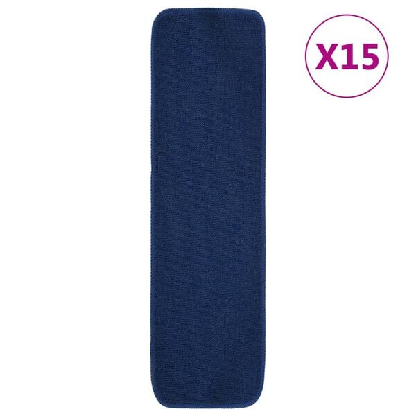 vidaXL Trapmatten 15 st anti-slip rechthoekig 75x20 cm marineblauw