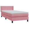 vidaXL Boxspring met matras fluweel roze 80x220 cm