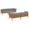 vidaXL 5-delige Loungeset pallet met kussens massief acaciahout