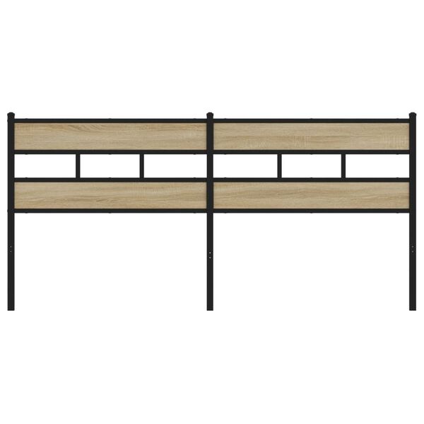 vidaXL Hoofdbord 193 cm ijzer en bewerkt hout sonoma eikenkleurig