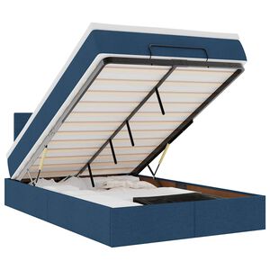 vidaXL Bed poef met matras en LED's 120x200 cm stof blauw