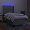vidaXL Boxspring met matras en LED stof lichtgrijs 90x200 cm