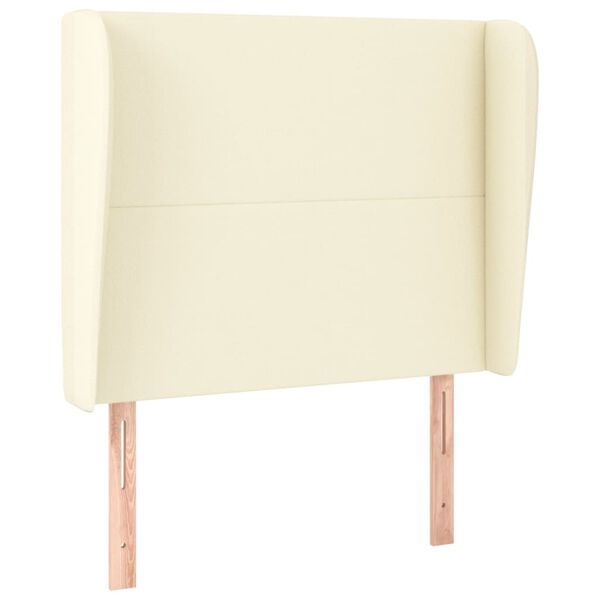 vidaXL Hoofdbord met randen 83x23x118/128 cm kunstleer cr&egrave;mekleurig