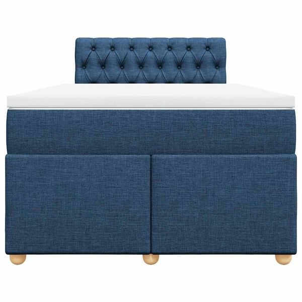 vidaXL Boxspring met matras stof blauw 120x190 cm