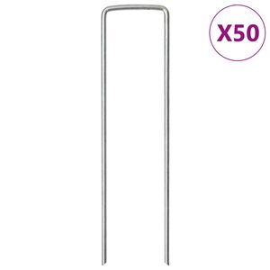 vidaXL Grondharingen 50 st U-vormig 15x3,5 cm gegalvaniseerd staal