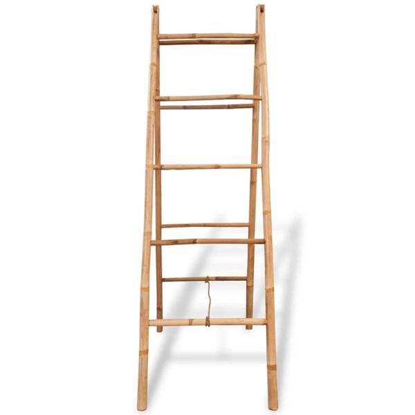 vidaXL Dubbele handdoekenladder met 5 tredes 50x160 cm bamboe
