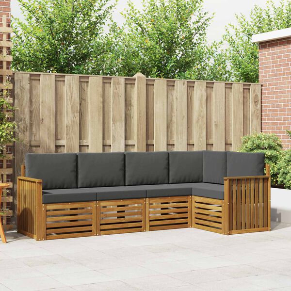 vidaXL Sofa-Sets 5 pcs Natuurlijk en Antraciet Massief Acaciahout
