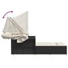 vidaXL Ligbed 2-persoons met luifel en kussens poly rattan zwart