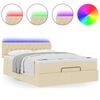 vidaXL Bed poef met matras en LED's stof 140x190 cm cr&egrave;me